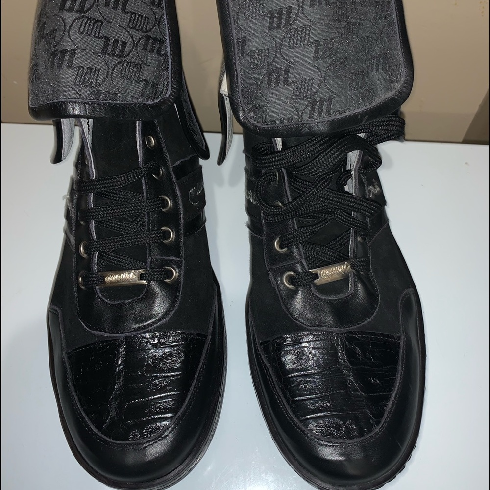 Mauri 8867 Black & Grey Genuine Alligator / Suede Boots